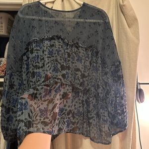 Zara Floral Blouse with Gold Details